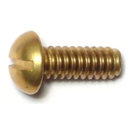 Midwest Fastener #10-24 x 1/2 in Slotted Round Machine Screw, Plain Brass, 24 PK 61492